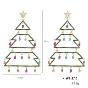 Christmas Tree Earrings with Alloy and Diamond