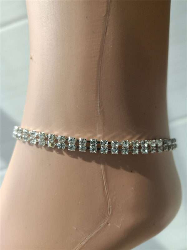 Double Row Diamond Anklet - A close-up view of an elegant and stylish piece of jewelry designed for the ankle