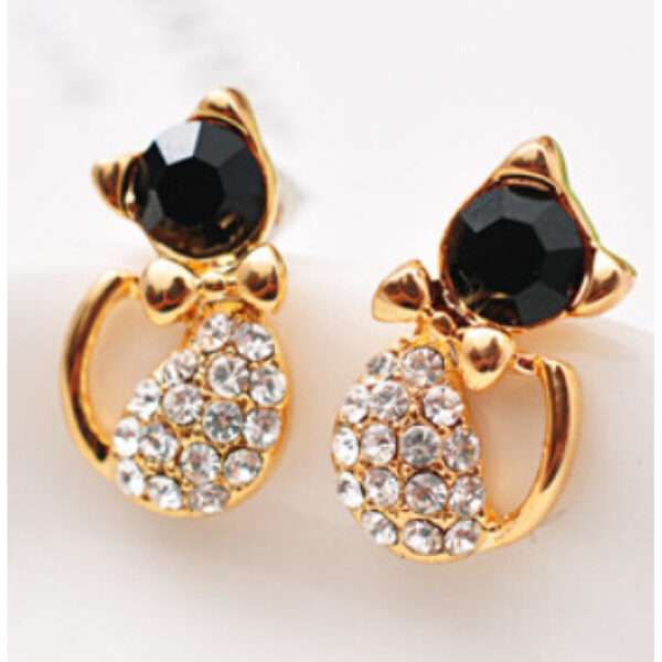 Shimmering gold stud earrings with sparkling crystals - Shop now