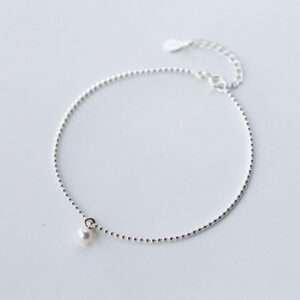 Handmade Bead Small Silver Ball Anklet Pearl Anklet - Elegant Summer Jewelry