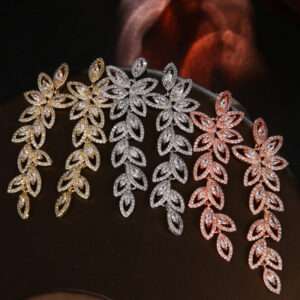 Leaf Zircon Earrings for Women