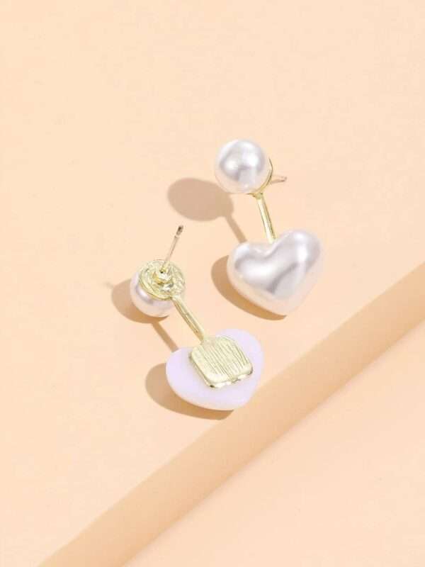 Pearl Disc Earrings - Heart Drop Earrings - Elegant Jewellery for Women