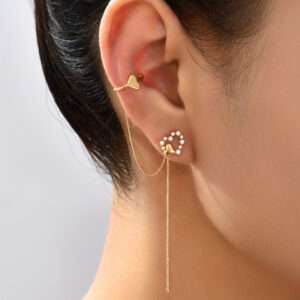 Love Earrings with Long Tassel Ear Line