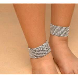 Square Diamond Anklet - Sophisticated and Stunning Ankle Chain on a model