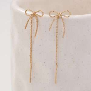 : Bow Tassel Earrings with Long Minority