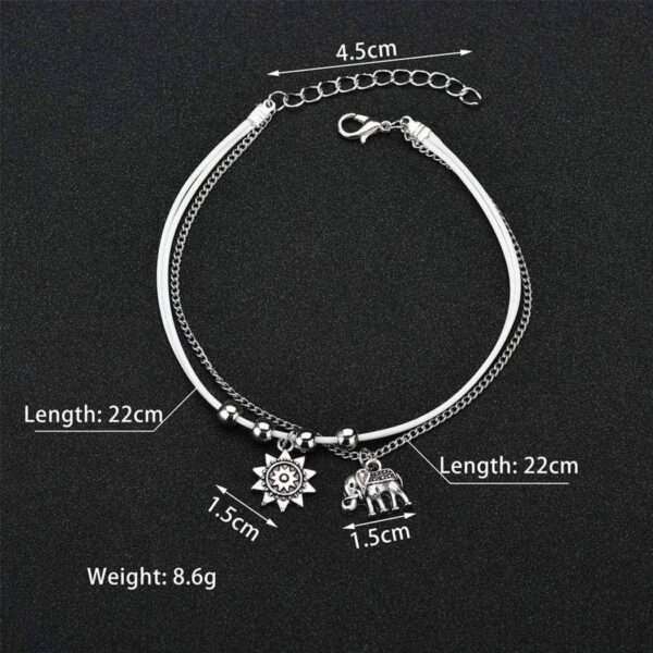 Close-up of Boho Anklet Foot Chain with Colorful Beads and Charms on White Background