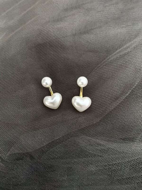 Pearl Disc Earrings - Heart Drop Earrings - Elegant Jewellery for Women