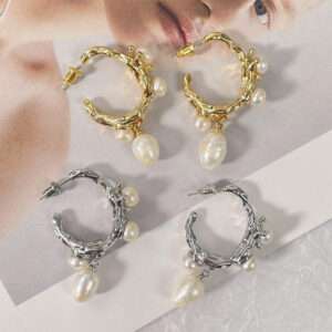 Baroque Pearl Earrings with French Retro