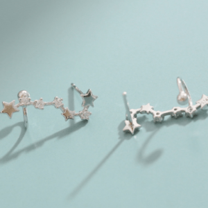 Handmade sterling silver ear climbers featuring the Big Dipper constellation, perfect for stargazers and astronomy enthusiasts