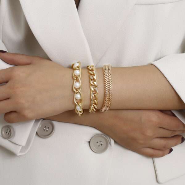 3 Pcs/Sets Women Bracelet Pearl Adjustable Chain Bracelet Online