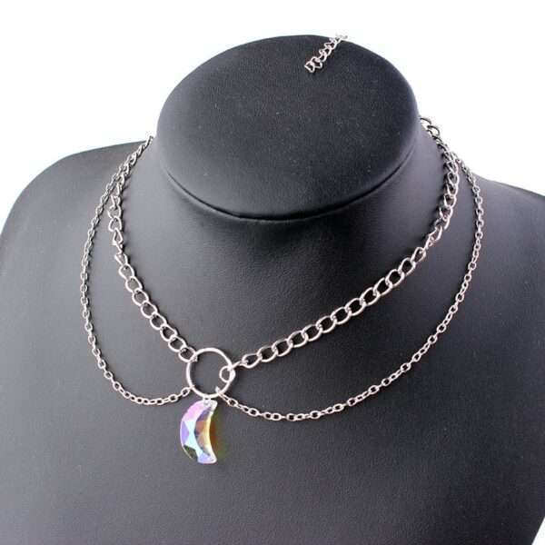 Trendy and fashionable Moon Pendant Necklace Multi-layer Necklace with moon pendant design