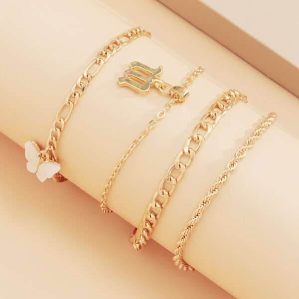 Double Layer Anklet: Captivating 4-Letter Multi-Layer Designs