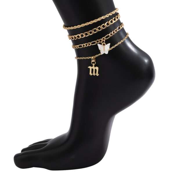 Double Layer Anklet: Captivating 4-Letter Multi-Layer Designs