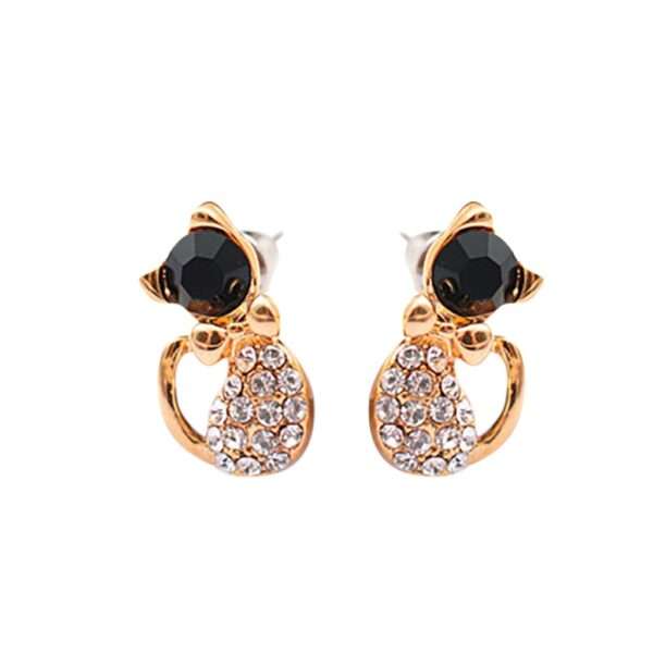 Shimmering gold stud earrings with sparkling crystals - Shop now
