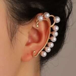 White Pearl Earrings Ear Bone Clip with Dripping