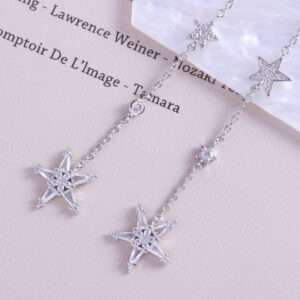 Five-Pointed Star Inlaid Zircon Long Chain Earrings