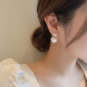 Ear Studs Elegant Heart-Shaped Shiny Rhinestone