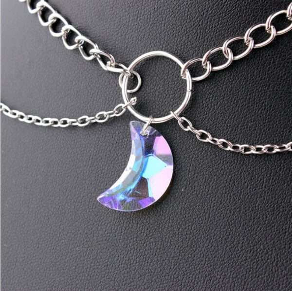 Trendy and fashionable Moon Pendant Necklace Multi-layer Necklace with moon pendant design