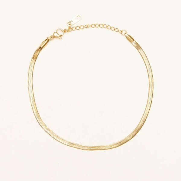 Anklets for Women Stackable Gold Plated, front view.