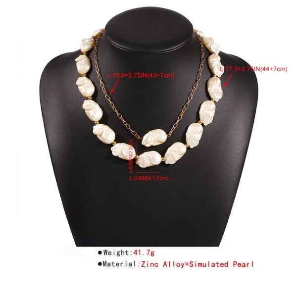 Close-up of Imitation Pearl Choker Necklace on White Background