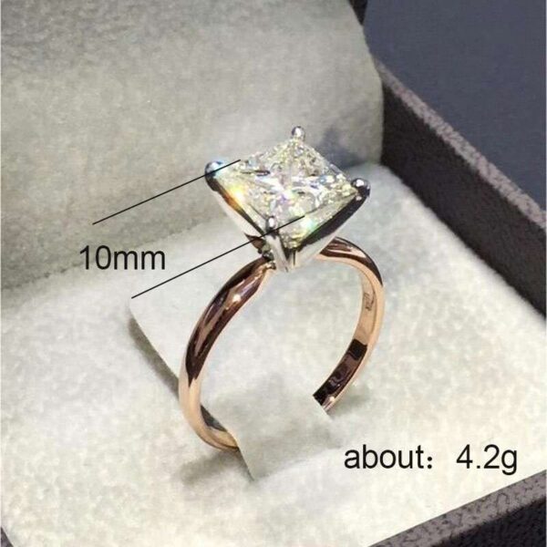 Gold and Silver Plated Princess Ring with Square Diamond, front view
