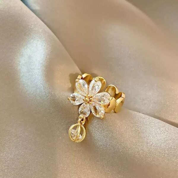 Real Gold Electroplated Diamond Flower Ring