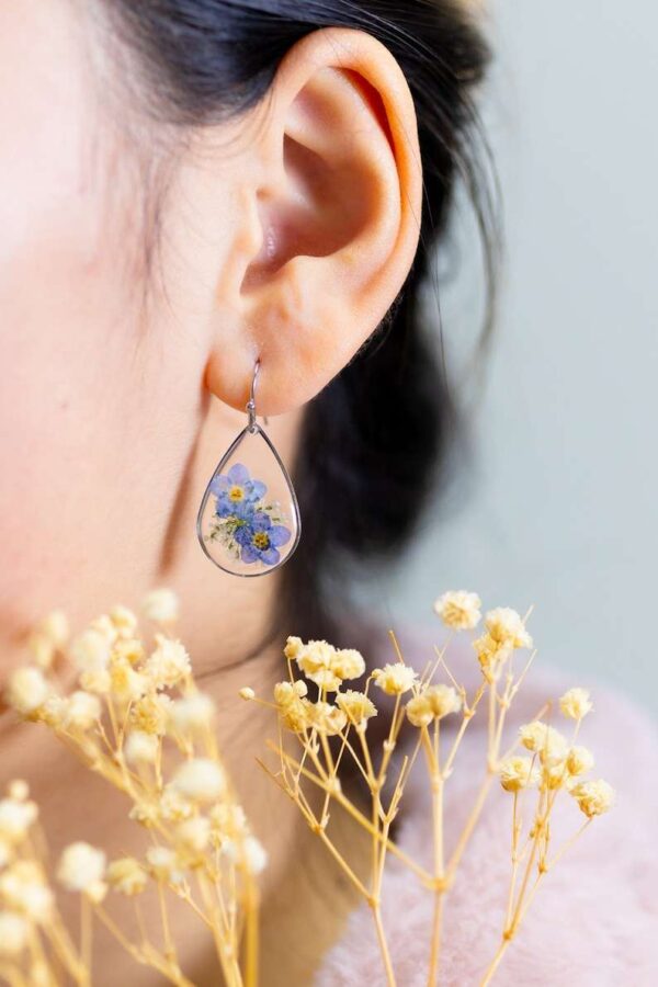 Real Flower Earrings Fashion Resin Forget Me Not Flower