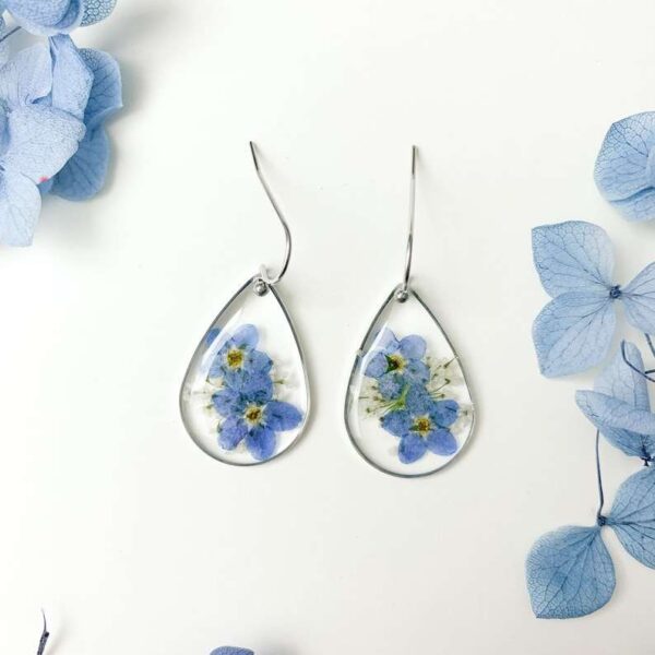 Real Flower Earrings Fashion Resin Forget Me Not Flower