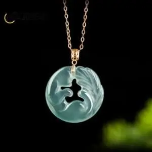 Women's Jade Necklace: Authentic Natural Jadeite Blue Water