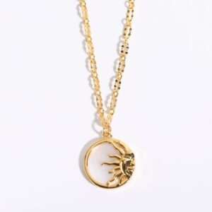 Vintage Coin Pendant - 3D Sun Moon Circular Design